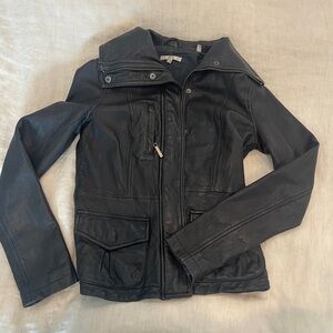 Women's Black Leather Jacket vince XS